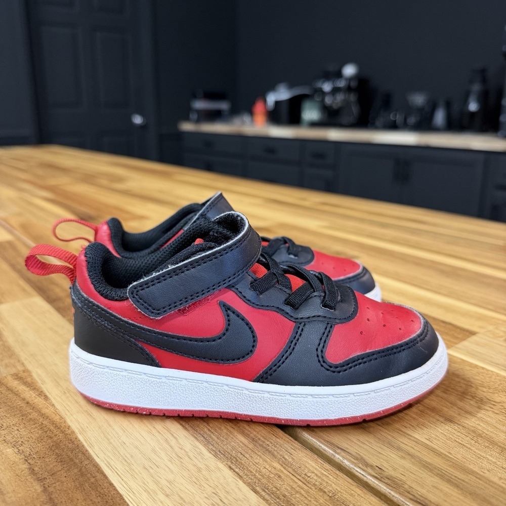 Nike Court Borough Low Recraft Shoes Toddler Size 9C Black Red DV5458-600